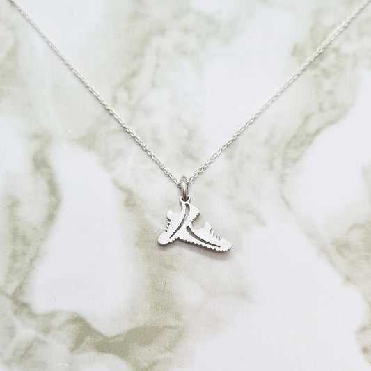 Handmade Sterling Silver Running Shoes Necklace