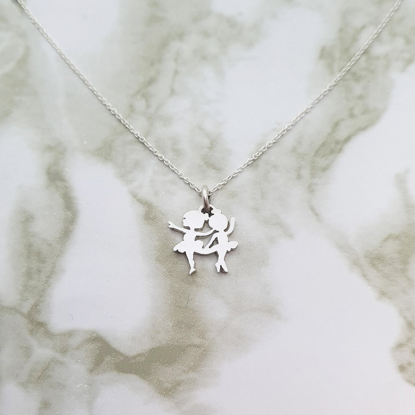 Handcrafted Sterling Silver 2 Ballerinas Necklace