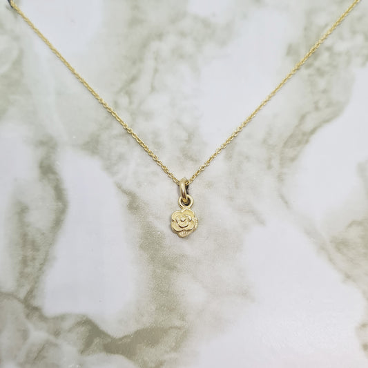 Handcrafted Yellow Gold Rose Necklace