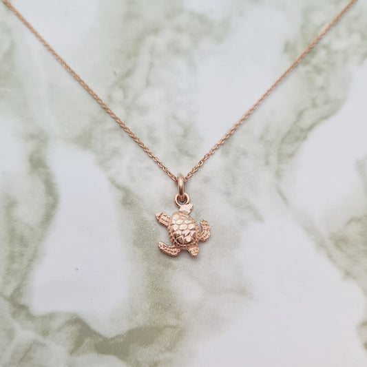 Handcrafted Rose Gold Sea Turtle Necklace