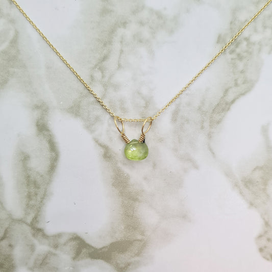 Handcrafted Yellow Gold Peridot Necklace