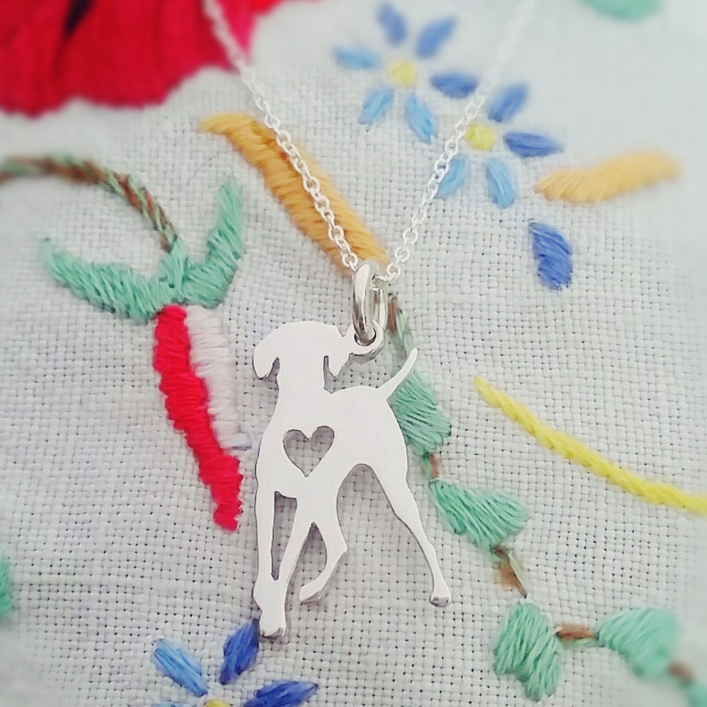 Handcrafted Sterling Silver Weimaraner Necklace