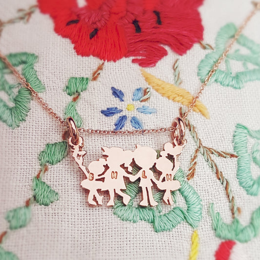 Handcrafted Sterling Silver Family of 4 Necklace