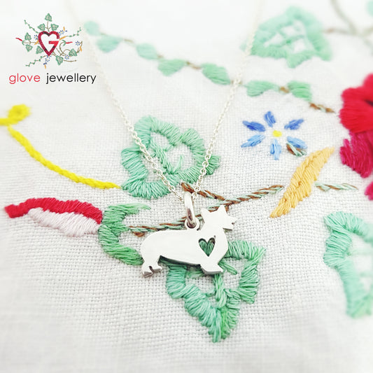 Handcrafted Sterling Silver Corgi Necklace