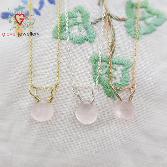 Handcrafted Rose Quartz Sterling Silver Necklace