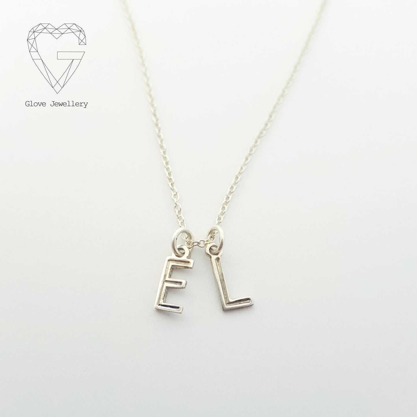Handcrafted Sterling Silver 2 Bunting Initials Necklace