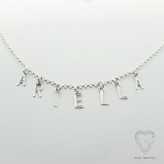 Handcrafted Sterling Silver 7 Bunting Initials Necklace