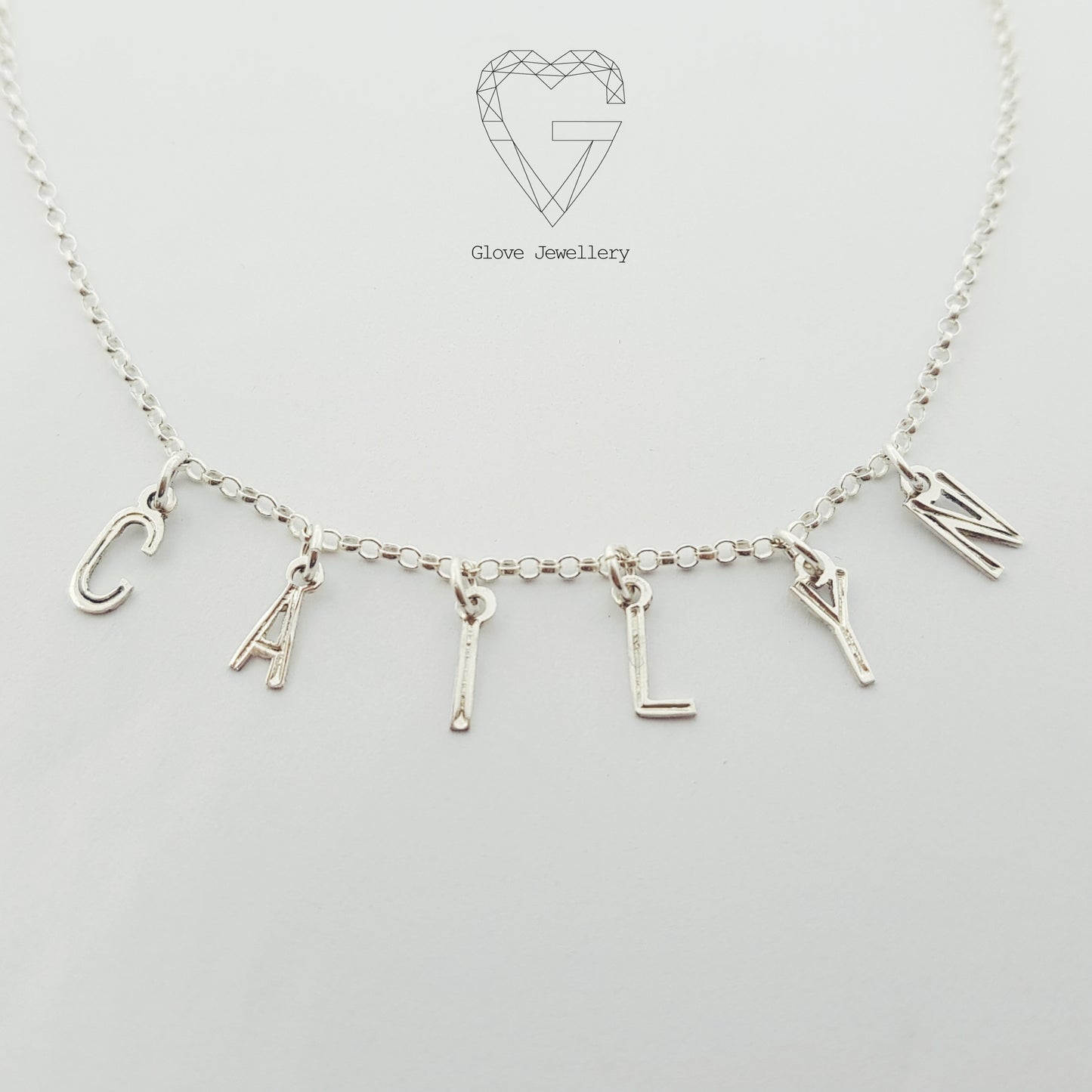 Handcrafted Sterling Silver 6 Bunting Initials Necklace
