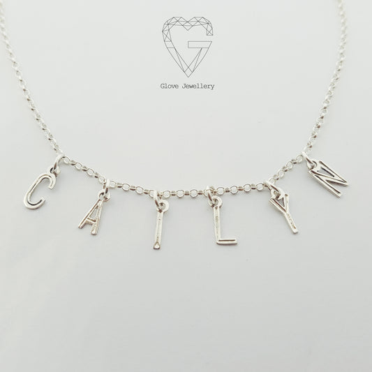 Handcrafted Sterling Silver 6 Bunting Initials Necklace