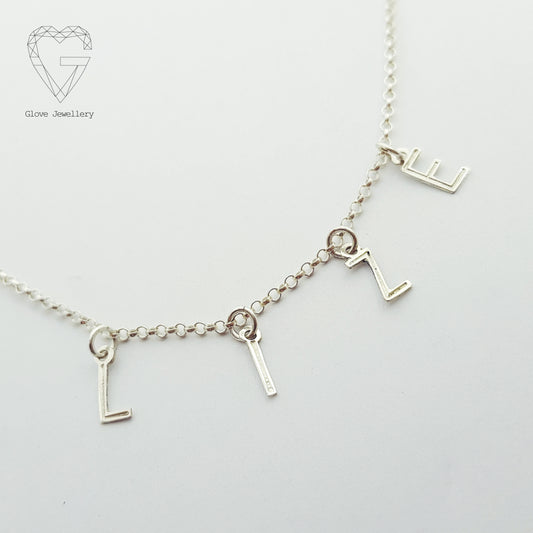 Handcrafted Sterling Silver 4 Bunting Initials Necklace