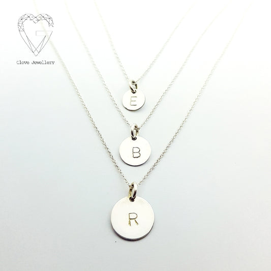 Handcrafted 8mm, 10mm and 12mm Signet Discs Layered Necklace Sterling Silver