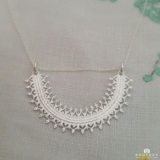 Handcrafted Sterling Silver Lace Necklace