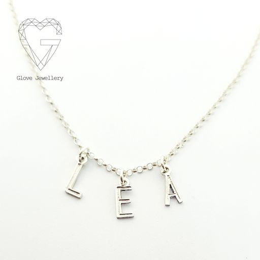 Handcrafted Sterling Silver 3 Bunting Initials Necklace