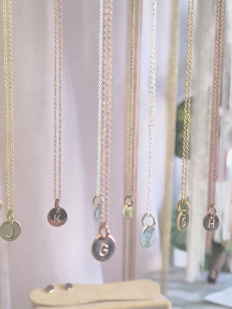 Handmade Initial medalion isc pendant with chain