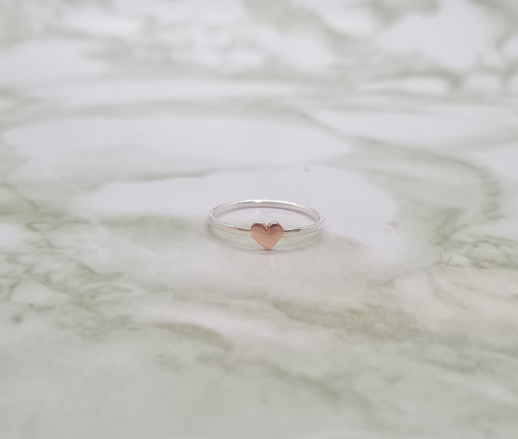Love Glove Copper Heart and Sterling Silver Shank ring.