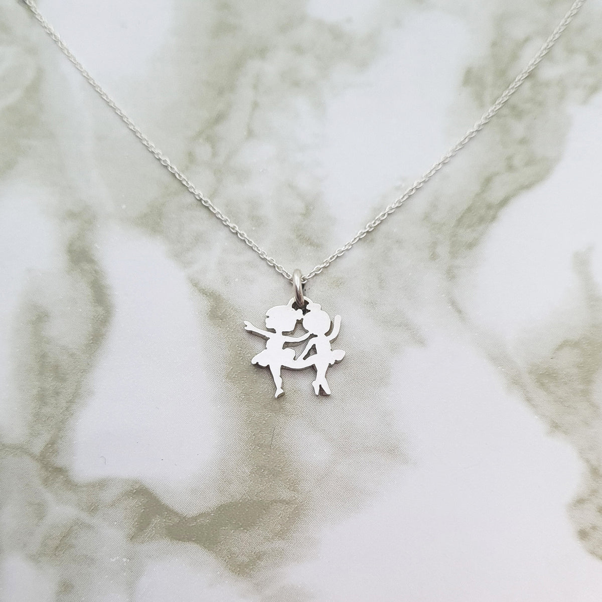 Handcrafted Sterling Silver 2 Ballerinas Necklace