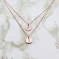 Handcrafted 2 x 8mm Signet Discs Layered Necklace Rose Gold plated copper medallion