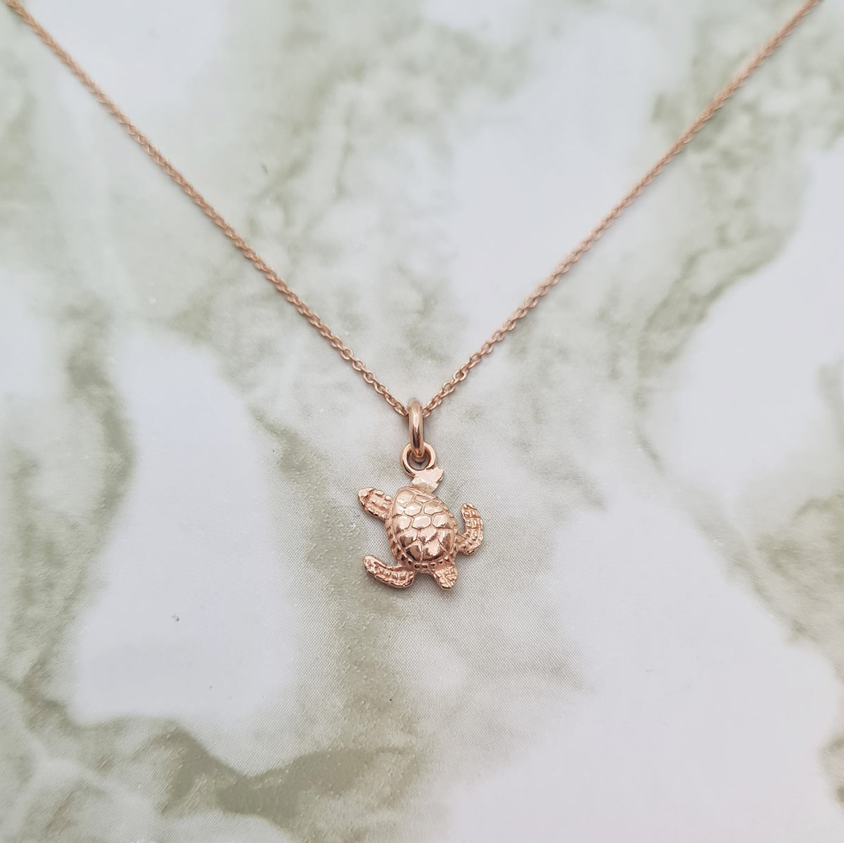 Handcrafted Rose Gold Sea Turtle Necklace