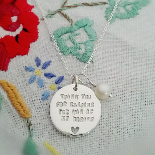 Handcrafted Sterling Silver Mother of the Groom Necklace