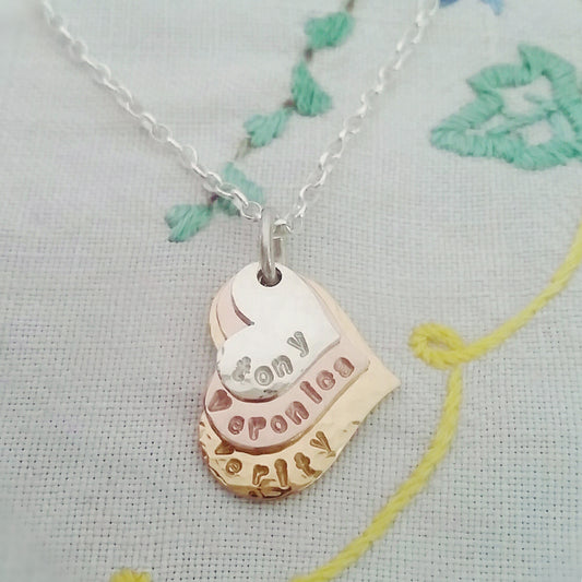 Handcrafted Custom Family Stack Heart Necklace