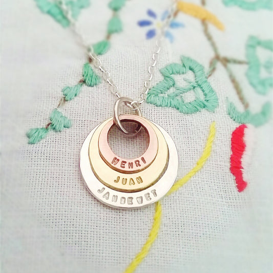 Handcrafted Custom Family Stack Disc Necklace
