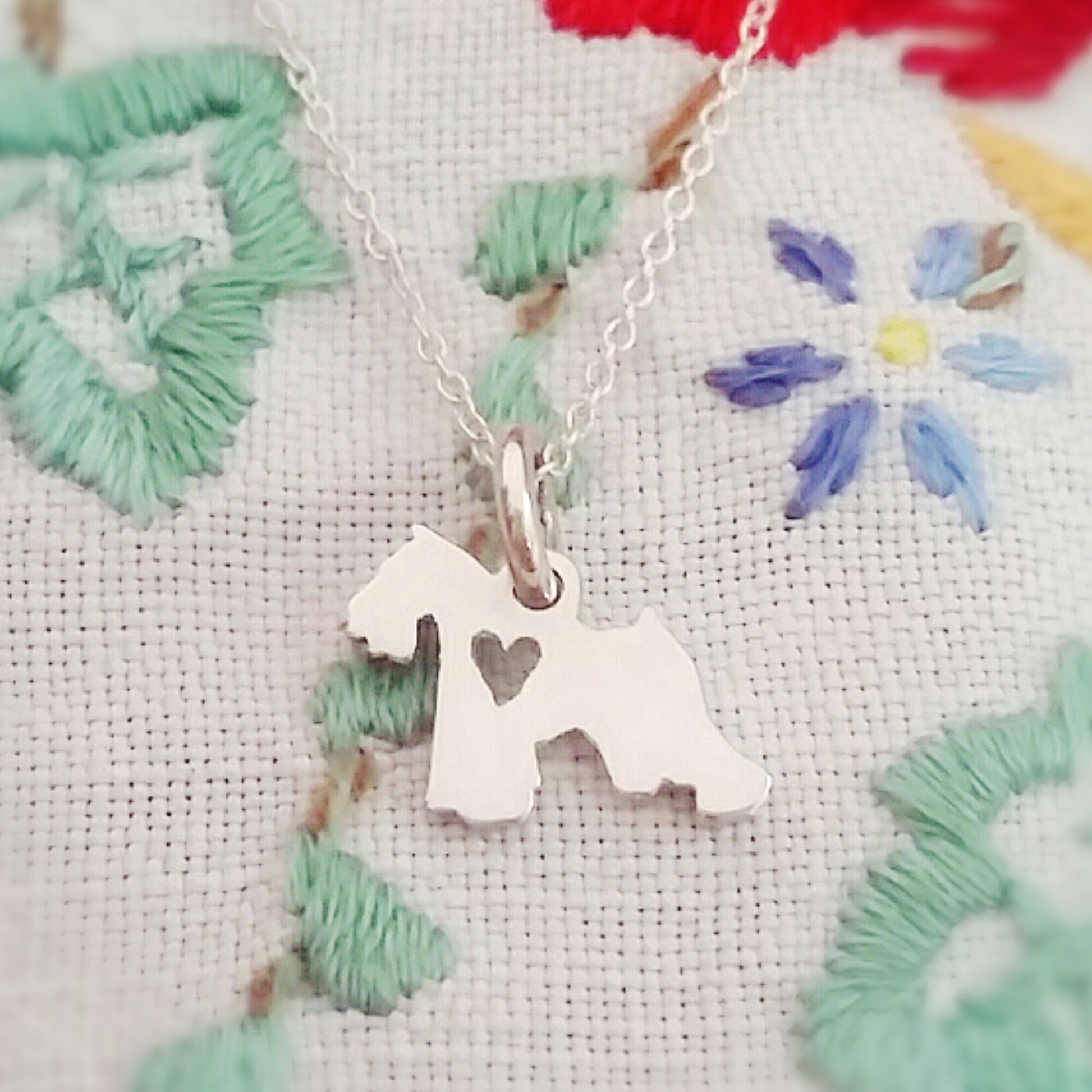 Handcrafted Sterling Silver Schnauzer Necklace Glovejewellery