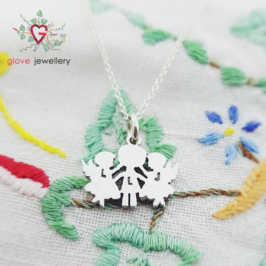 Handcrafted Sterling Silver Family of 3 Necklace