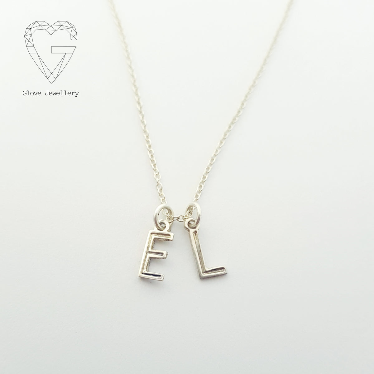 Handcrafted Sterling Silver 2 Bunting Initials Necklace