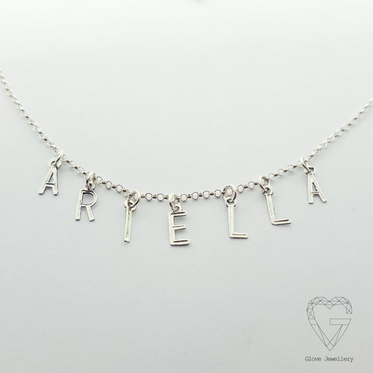 Handcrafted Sterling Silver 7 Bunting Initials Necklace