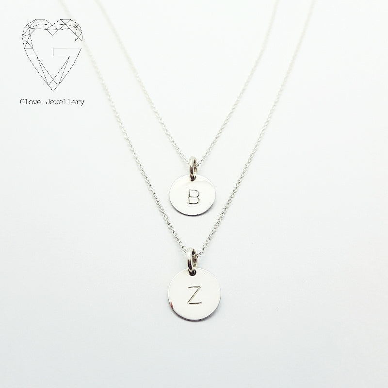 Handcrafted 2 x 10mm Signet Discs Layered Necklace Sterling Silver