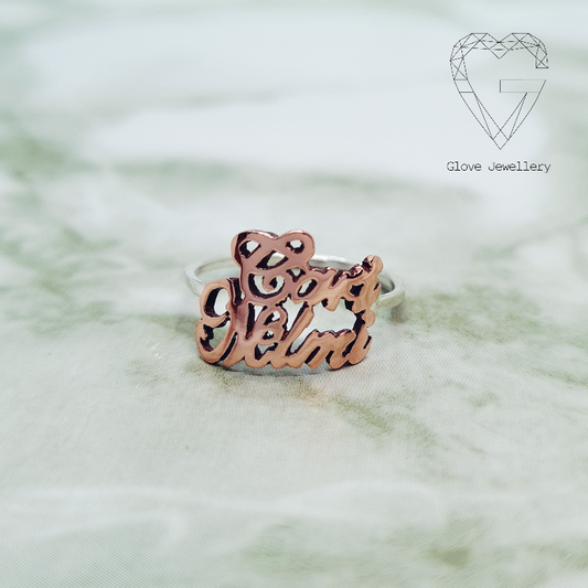 Handcrafted Fine Double Name Ring